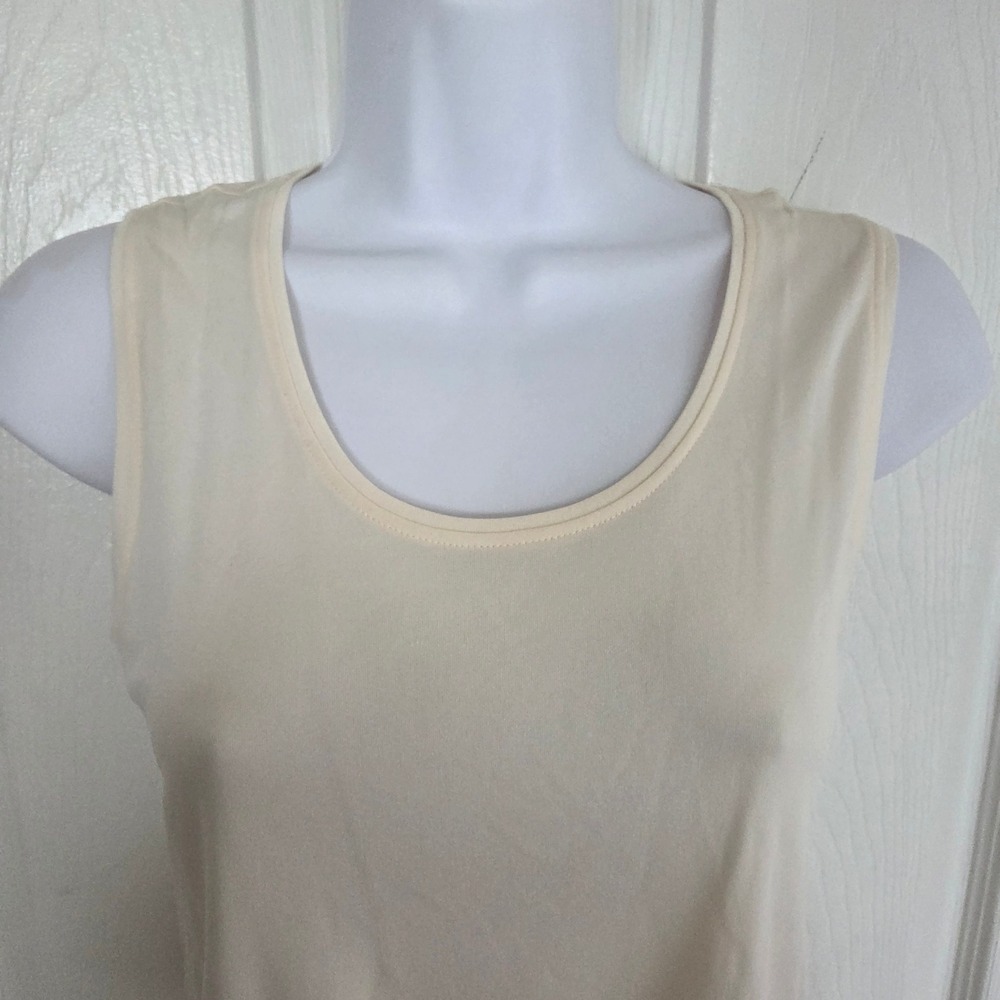 Eileen Fisher Petite Cream 100% Silk Jersey Tank Top Scoop Neck Shell  Basic PP